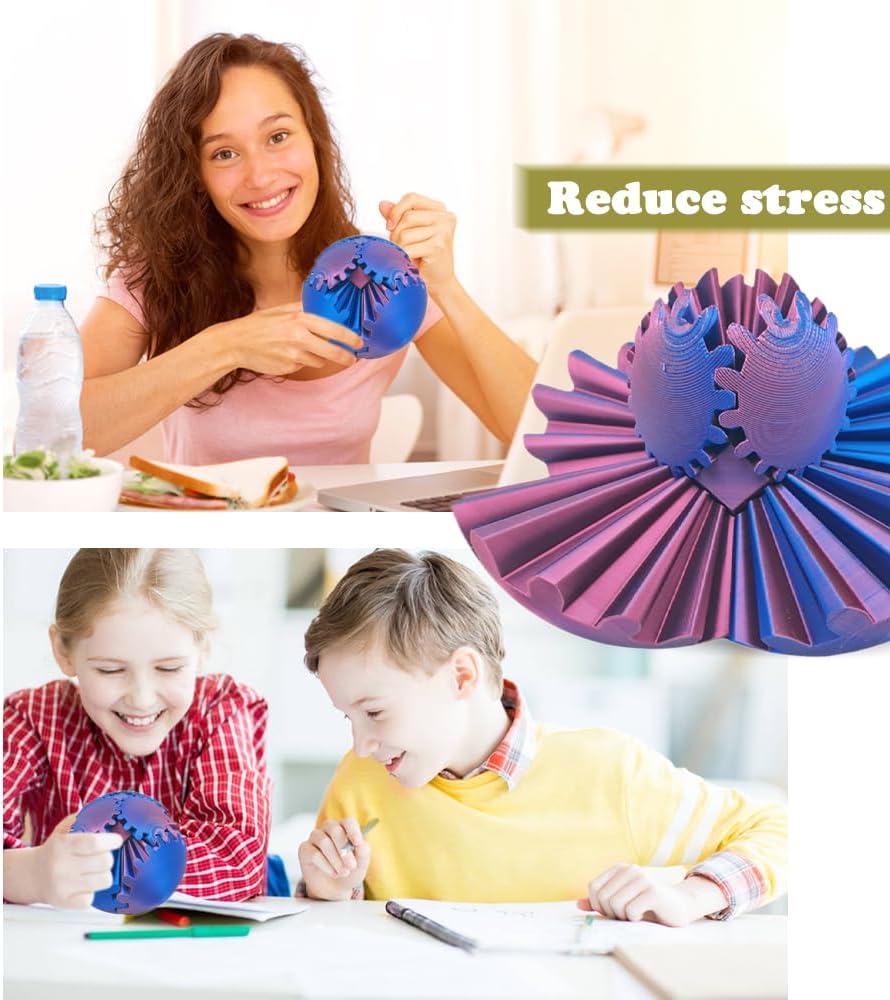 3D Printed Gear Ball, Gears phere Gear Ball Fidget Toy, Puzzle Balls, Fidget Ball, Cube Fidget Toy ,Gear Ball Toys for Classroom Prizes, Party Birthday, Anxiety Relaxing and Stress. (Purple)