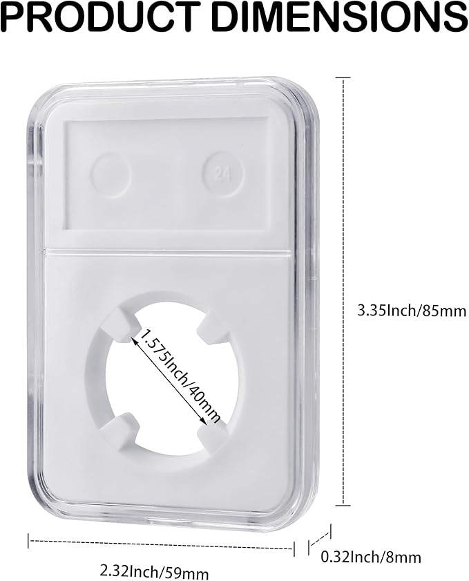 10 Packs 40mm Coin Slab Display Holder, Storage Case for American Silver Eagle 1 oz Coin, Clear Acrylic Cases for Coin Organize and Collection, Four-Point Fixation Coin Slab Capsules Protector