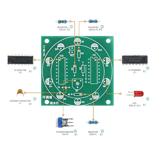 Soldering Practice Kit DIY Adjustable Flash LED Plug-in Circuit Kit Learn Soldering Kit For DIYers Learning Electronics (05H1002)
