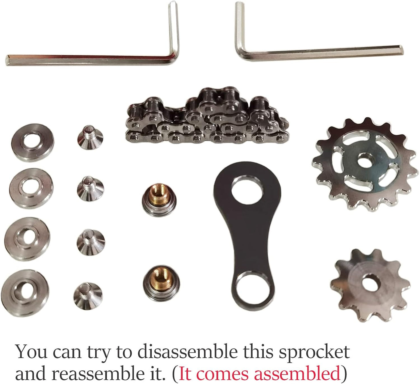 Stainless Steel Sprocket Fidgets Chain Fidget Cube Gears Linkage Bike Chain Novelty Fidget Block Kinetic Desk Toy Metal EDC Focus Meditation Break Bad Habits ADHD