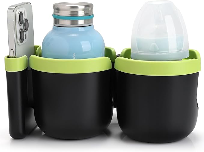 Accmor Stroller Cup Holder with Phone Holder, Bike Cup Holder, Universal Cup Holder for Uppababy Nuna Doona Strollers, 2-in-1 Cup Phone Holder for Stroller, Bike, Wheelchair, Walker, Scooter