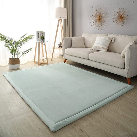 Loartee Nursery Rug Coral Velvet Crawling Rugs Mat Area Rugs Play Crawling Mat(6'7"x9'2", Light Green) for Toddler Children Play Mat Yoga Mat Exercise Pads Carpet