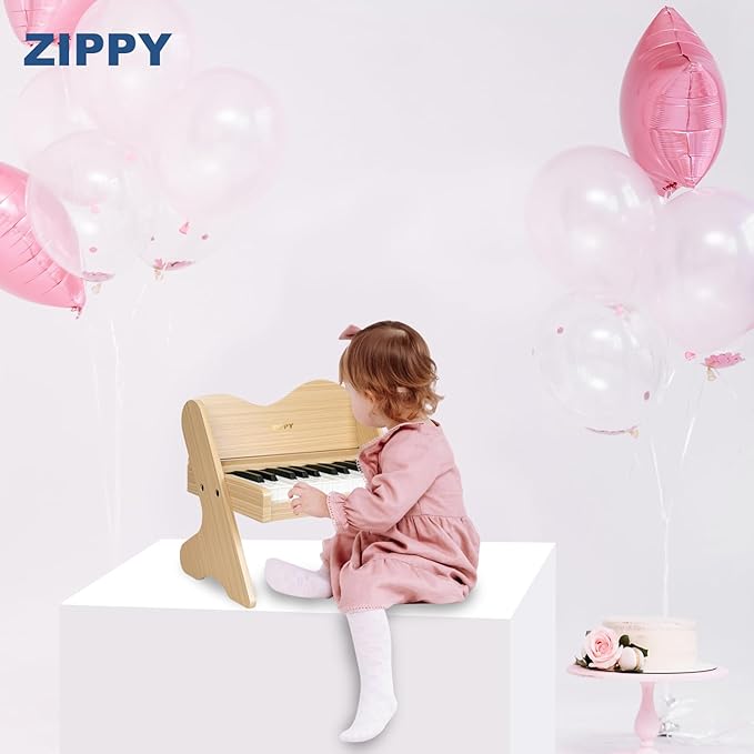 ZIPPY Kids Piano Keyboard, 25 Keys Digital Piano for Kids, Volume Adjustable, Mini Music Educational Instrument Toy, Wood Toy for Toddlers Girls Boys (Oak)
