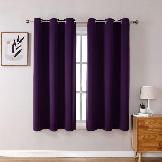 ChrisDowa Grommet Blackout Curtains for Bedroom and Living Room - 2 Panels Set Thermal Insulated Room Darkening Curtains (Royal Purple, 38W x 45L)