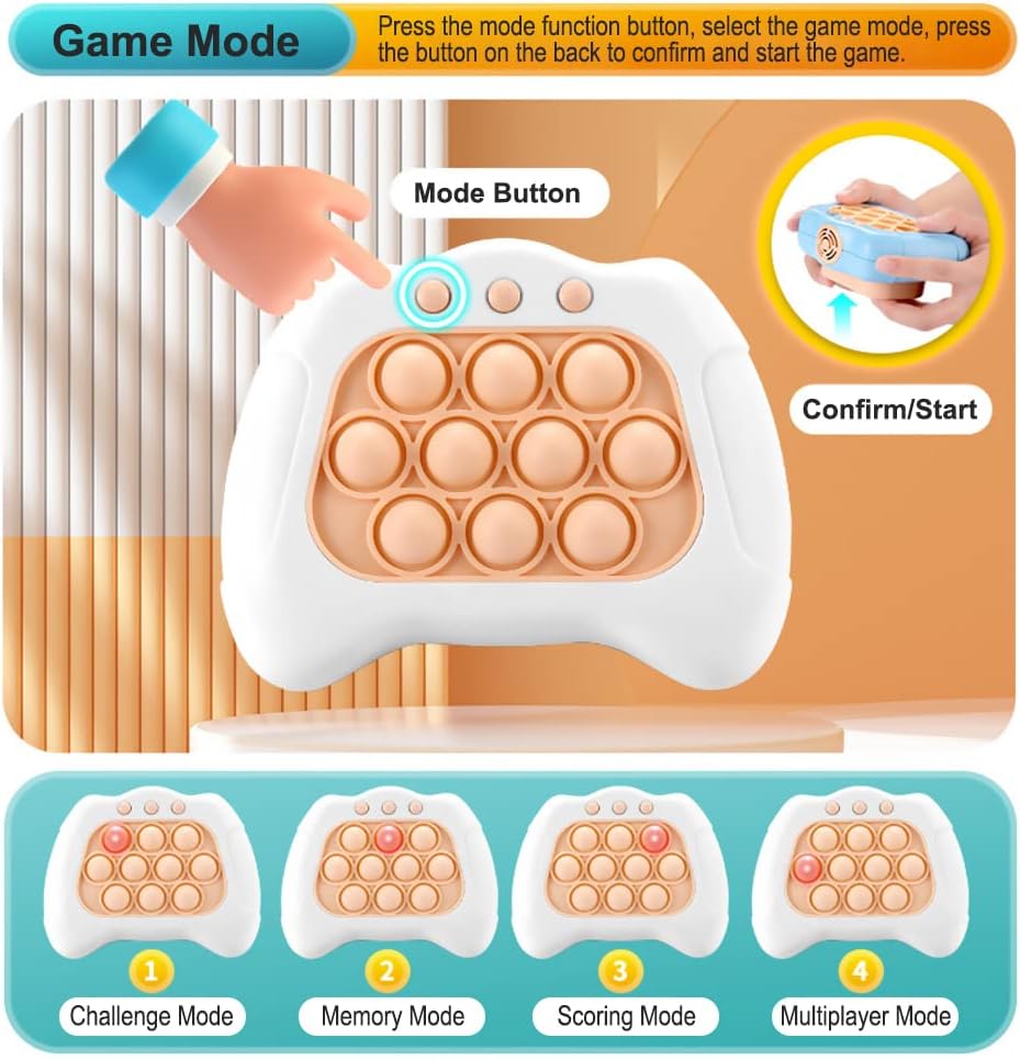 Pop Quick Push Game Console Series Toys for Kids, Interesting Push Bubble Fidget Stress Relief Toys, Anti-stress Toys for Boys and Girls Aged 3-10 (Sky Blue)