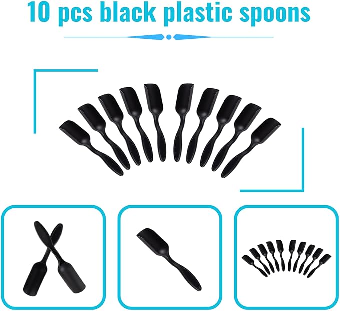 10Pcs Mini Shovel,Plastic Mini Gardening Shovel Spoons Soil Scoops,Cultivation Digging Transplanting Tools for Succulents Potted Flowers,Sand Scoops/Coffee Beans/Milk Powder Scoops (All Black)