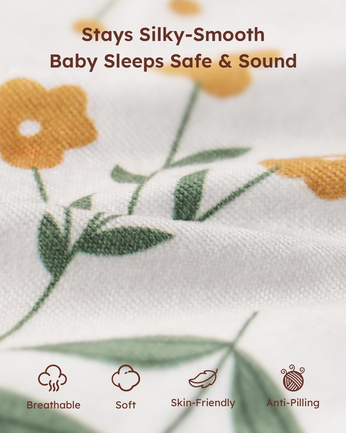 Yoofoss Baby Crib Sheets 2 Pack for Boys and Girls - 52x28 Fitted Crib Sheet Neutral Fits for Standard Crib and Toddler Mattress, Ultra Soft Breathable Microfiber Green Flower