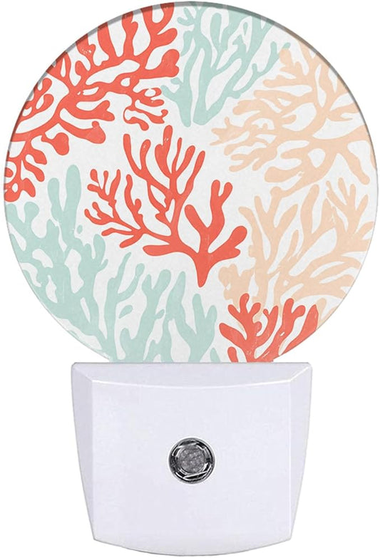 EKOBLA Sea Beach Coral Night Light Ocean Underwater Corals LED Dusk to Dawn Plug-in Nightlights Auto Sensor for Home Indoor Bathroom Hallway Kitchen
