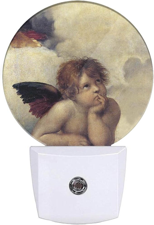 EKOBLA Angel Night Light Angel Wings Cherubs Night Lights Plug into Wall Auto Sensor Dusk-to-Dawn LED Lamp 0.5W Sleep Friendly for Son Boys Pregnant Women Gifts