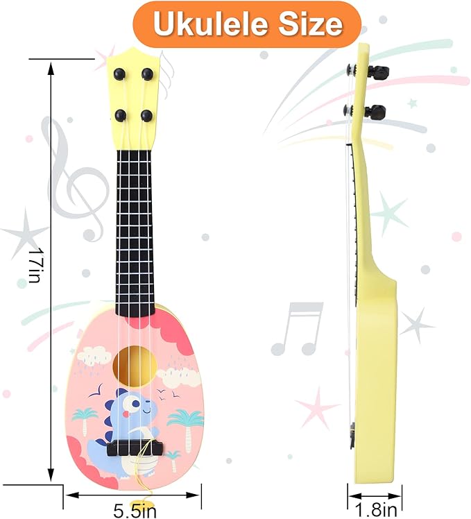 YOLOPLUS+ 17 Inch Toddler Ukulele Guitar Toy 4 Strings Mini Guitar for Kids - Children Musical Instruments Educational Learning Toy (17 inch Pink Color)