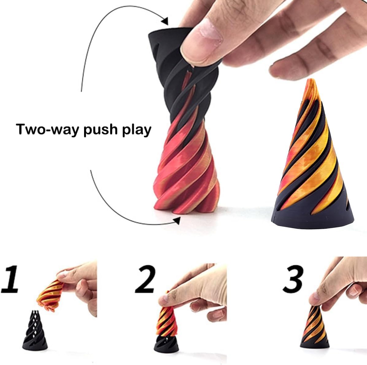 Impossible Pyramid Passthrough Sculpture,Pyramid Passthrough Sculpture-3D Printed Spiral Cone Toy Pyramid Decor Home Desktop Fidget Toys for Adults with Anxiety (Orange) (Orange)