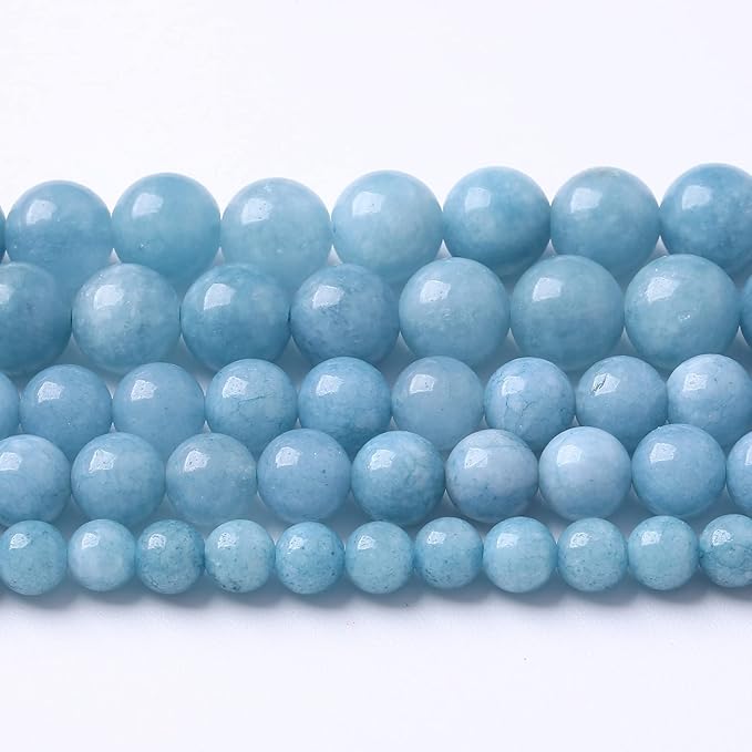 120PCS 6MM Blue Aquamarine Jade Loose Beads for Jewelry Making DIY Bracelet 2 Strands