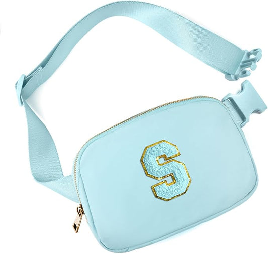 Gitus Gifts for 8 9 10 11 12 Year Old Girls Belt Bag Fanny Pack Crossbody Bags with Initial Letter Patch Cute Stuff Birthday Gifts for Teen Girls Women Personalized Trend Stuff (Icing Blue-S)