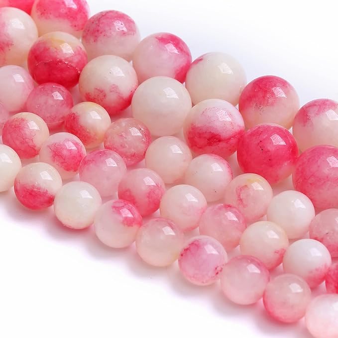 10MM 38PCS Pink Tourmaline Jade Stone Beads for Jewelry Making DIY Bracelet Necklace 15"