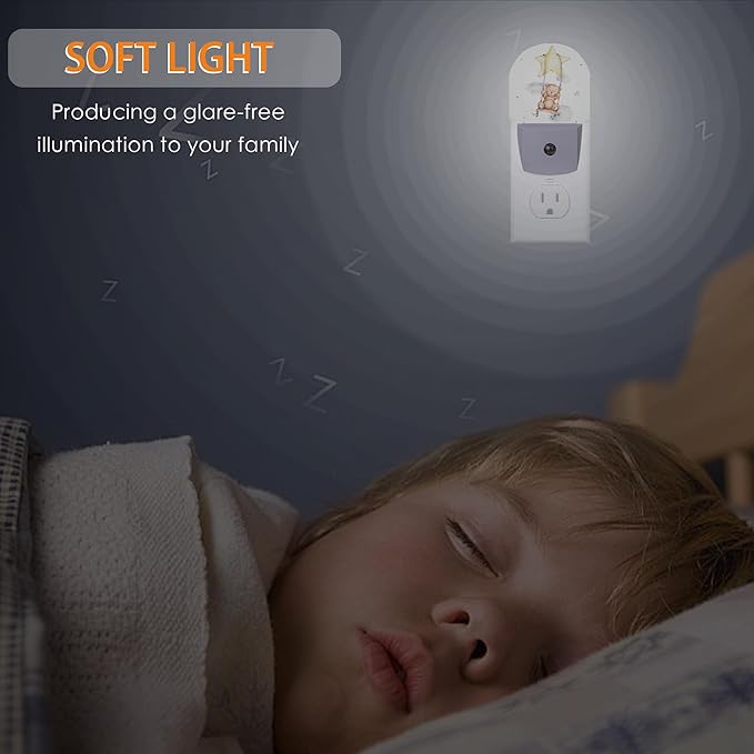 Teddy Bear Night Light,Cute Night Lights Plug into Wall with Dusk to Dawn Sensor,Lamp for Bedroom Bathroom Hallway Nightlight for Women Girls