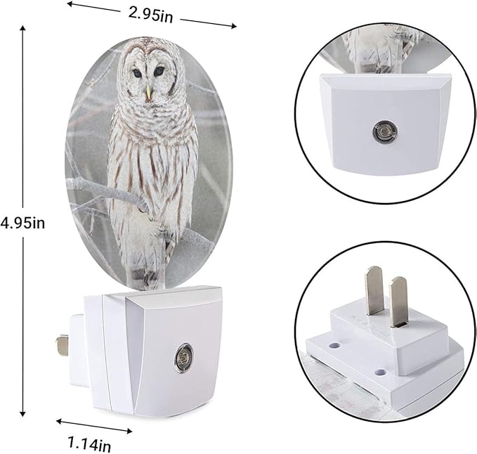 EKOBLA White Bird Plug-in Nightlights Cute Owl on Tree Branch Plug-in Nightlights Winter Early Spring Snow Scene Night Lights Plug into Wall Auto on/Off LED Light Home Decor
