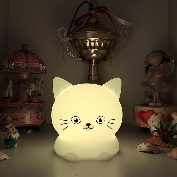 Cat Night Lights Children's Room Lighting, Toddler Bedroom Sleep Lights Bedside lamp - 9 Colors Lamps Room Decor for Toddlers/Boys/Girls/Adults/Bedroom/Bathroom/Outdoor/Camping - Medium