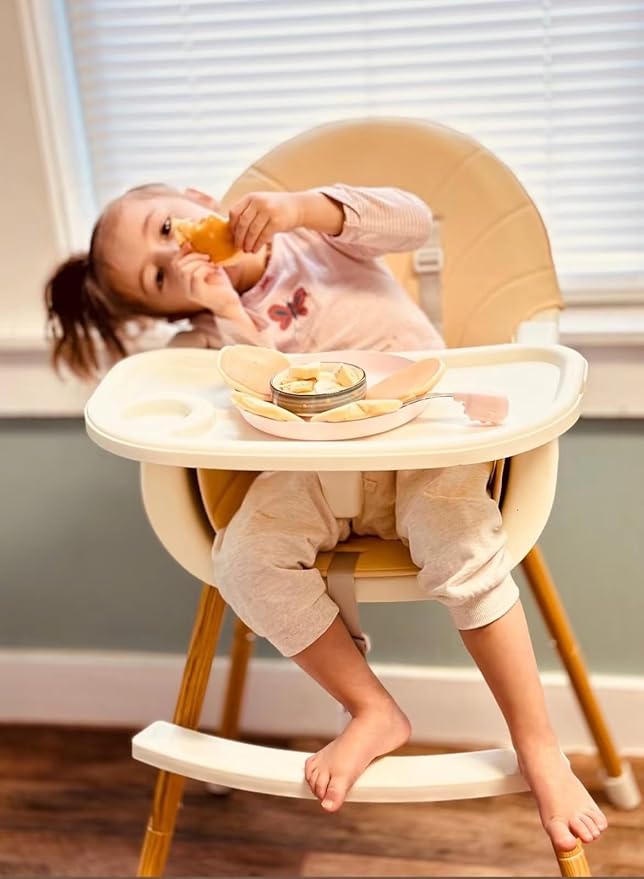 PandaEar 3-in-1 High Chairs for Babies Toddlers, Convertible Infant Highchair with Removable Tray & Safety Harness Adjustable Legs