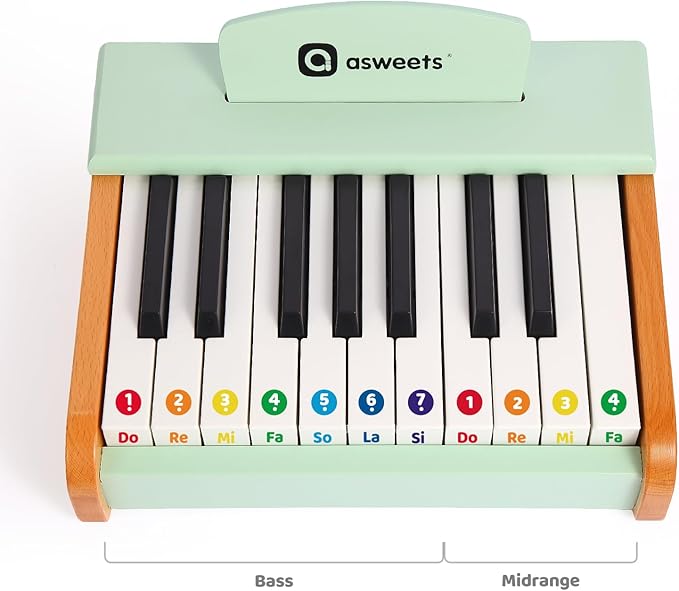Asweets 18 Keys Piano Keyboard for Kids, Toddler Music Educational Instrument Toy, Wooden Piano for Toddlers Girls & Boys, Green