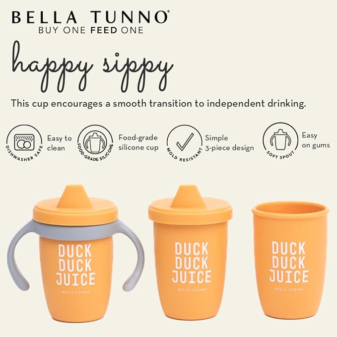 Sippy Cup by Bella Tunno, Silicone Training Cup with Transition Handles for Infants, Toddlers & Kids, Babies 6-12 Months & Toddlers 1-3 Years, Boys & Girls, Hello Sunshine, 8 oz