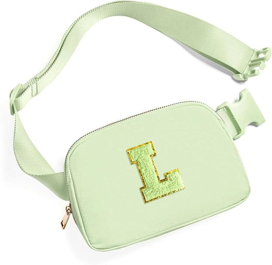 Gitus Gifts for 8 9 10 11 12 Year Old Girls Belt Bag Fanny Pack Crossbody Bags with Initial Letter Patch Cute Stuff Birthday Gifts for Teen Girls Women Personalized Trend Stuff (Light Green-L)