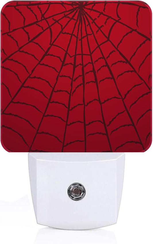 Red Spider Web Night Light,Plug Into Wall Decor for Stairway,Hallway,Kitchen,Dusk to Dawn Sensor Nightlights for Boys/Girls/Women/Men Room Gifts