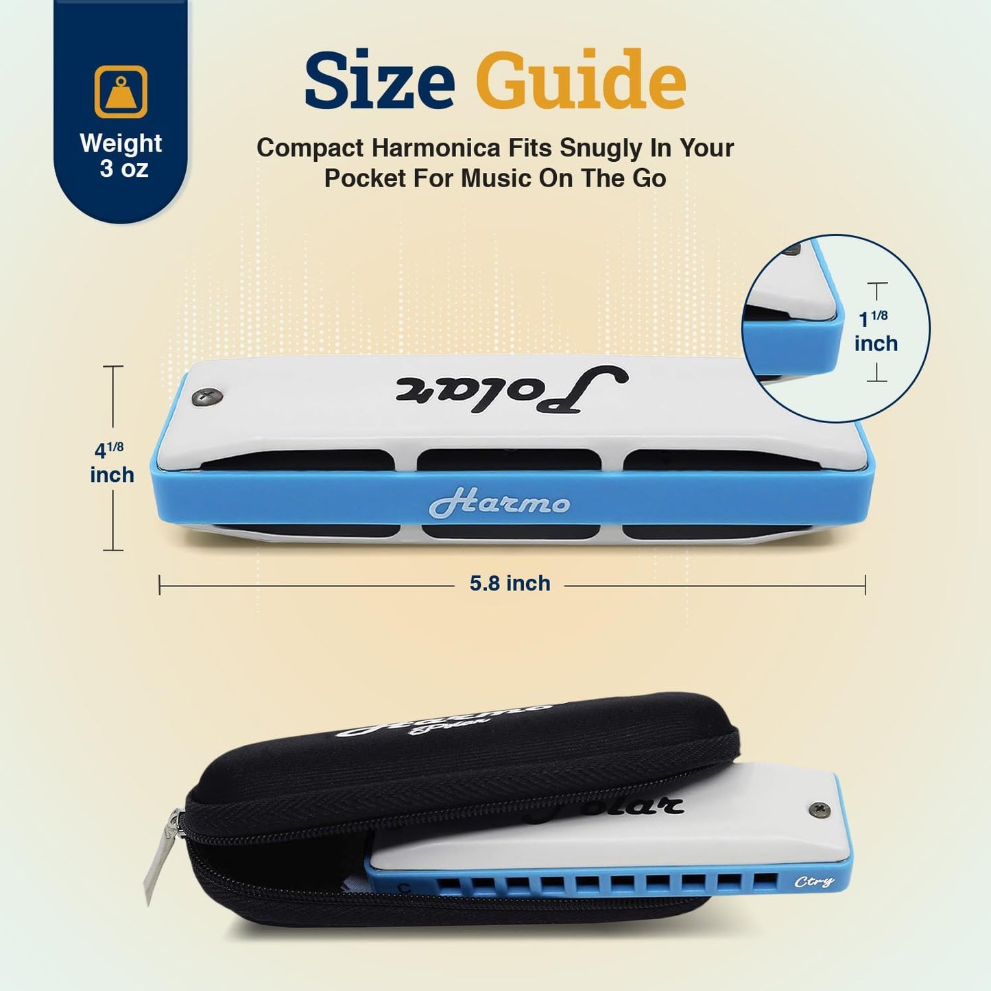 Harmo Polar Country Diatonic Harmonica Key of Bb, Super Country Tuned - Ideal for Country, Bluegrass, Jazz, and Celtic Music, Mouth Organ With Case, Harmonica for Adults, Beginners & Professionals