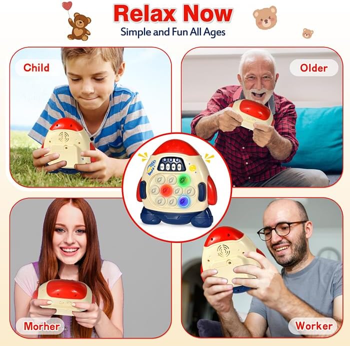 Quick Push Game Fidget Toys for Kids, Quick Push Pop Game 6 Modes Games, Fast Push Bubble Game, Pop Game Fidget Sensory Toys, Christmas Birthday Gifts for 3-12 Year Old Girls Boys