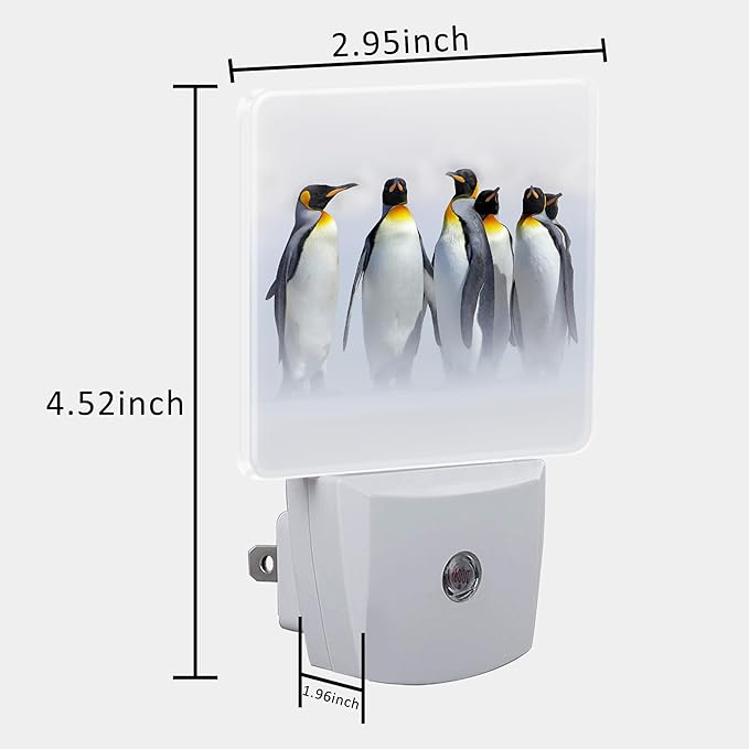 Night Light for Kids Girls Boys, King Penguins in White Habitat LED Night Light Plug into Wall with Dusk to Dawn Sensor for Room Decor, Hallway, Kitchen, Bathroom, Nursery, Stairs