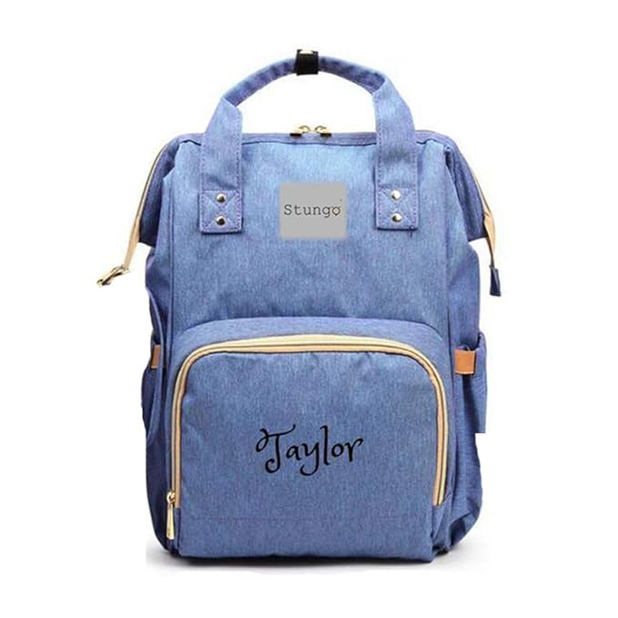 Personalized Large Diaper Bag Knapsack/Tote Bag/Backpack -Custom Monogram Embroidered for Infant/Baby Bag (Blue 2)