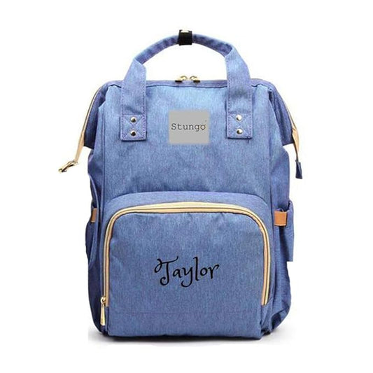 Personalized Large Diaper Bag Knapsack/Tote Bag/Backpack -Custom Monogram Embroidered for Infant/Baby Bag (Blue 2)