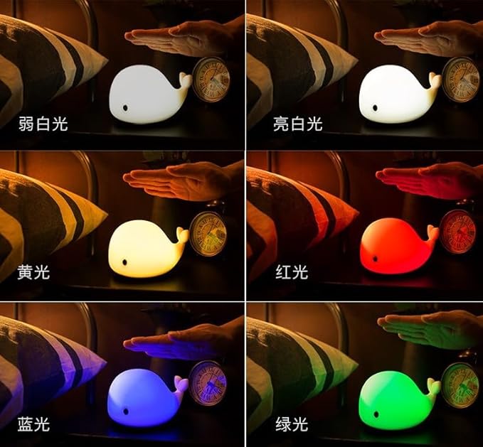 Cute Kids Night Light & Lamp - Portable Silicone Battery LED Nightlight for Kids Bedroom, Toddler, Baby - Nursery (Whale)