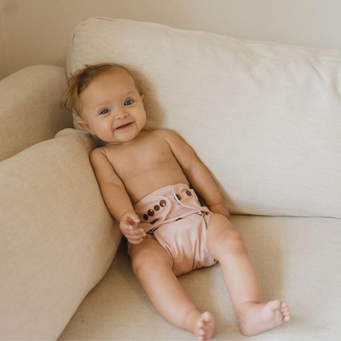 Nora's Nursery Cloth Diapers 7 Pack with 7 Inserts & 1 Wet Bag - Waterproof Cover, Washable, Reusable & One Size Adjustable Pocket Diapers for Newborns and Toddlers - Ballet Slippers