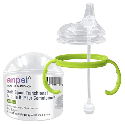 Sippy Cup Soft Spout Transitional Nipple Kit for Comotomo Baby Bottles, 5 oz and 8 oz