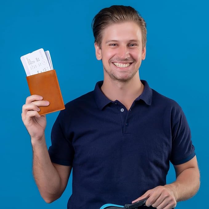 HIFA Personalized Leather Passport Holder, Handmade Passport Cover with Card and Ticket Slot - Genuine Leather, Elegant Design, Easy Access - Passport Case, Passport Wallet, Passport Holder