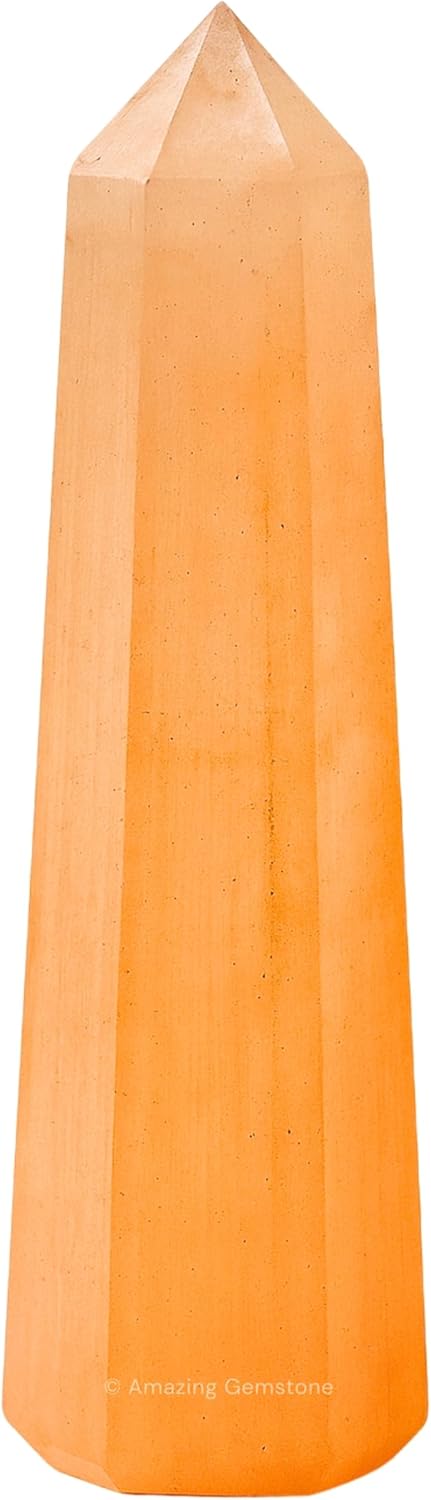 Amazing Gemstone Orange Selenite Crystal Towers ~ Natural Healing Crystal Point Obelisk for Reiki Healing and Crystal Grid (2" to 3" INCH)