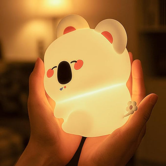Koala Night Light for Nursery - 3 Color Changing Dimmable Baby Night Lamp, Rechargeable Touch Control with Timer, Soft Silicone Breastfeeding Nightlight for Kids, Infants, Toddlers