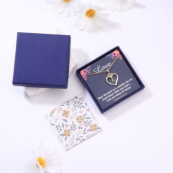 STORUP Heart Initial Necklaces for Women Girls, 14K Gold Plated Cubic Zirconia Heart Initial A-Z Pendant Necklace Dainty Heart Necklaces for Women Teen Girl Jewelry Birthday Gifts
