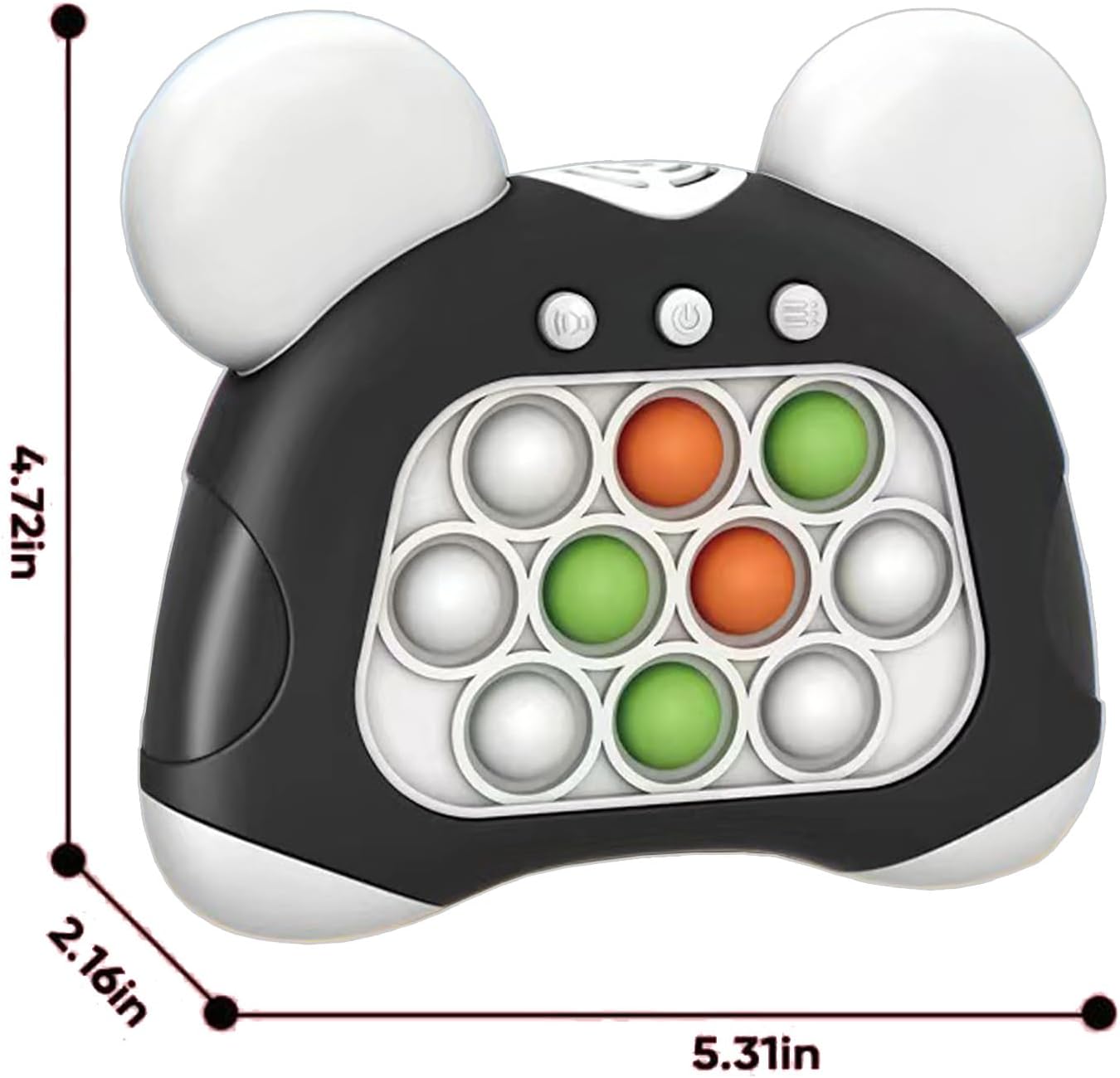 Fast Push Bubble Game for Kids & Adults, Quick Push Pop Toys with Sound & Light, Pop Sensory Fidget Toy for Kids 8-12, Brithday Present for Boys Girls (Panda-Black)