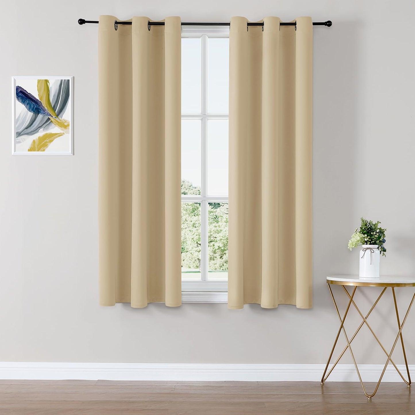 ChrisDowa Blackout Curtains 63 inches Long for Bedroom - 2 Panels Set Grommet Thermal Insulated Room Darkening Curtains for Living Room (Biscotti Beige, 42 x 63 Inch)