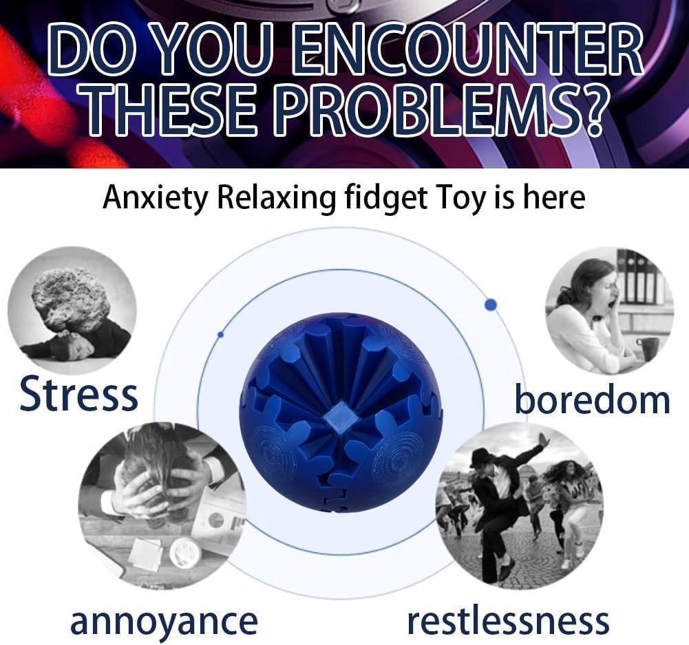 Gear Ball - GearSphere - The Steampunk Whirling Wonder Fidget-3D Printed Gear Ball Spin Ball - Fidget Toys for Adults Kids - Stress Ball Fidget Ball - Fidget Toys for Anxiety Relaxing …