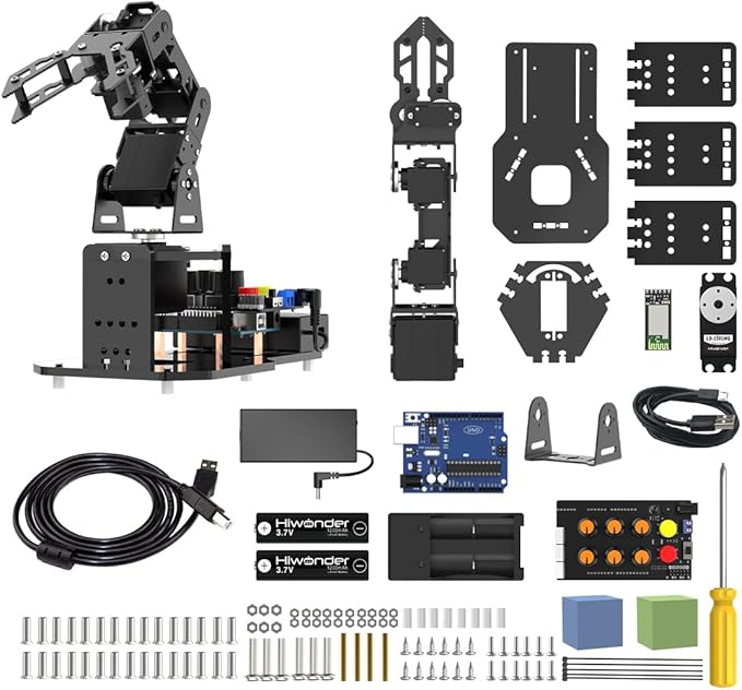 Robotic Arm with Arduino 5DOF/Axis AI Smart Robot Arm Open Source STEM Educational Building Robotics & Engineering Kits, Science/Coding/Programming Set, miniArm Starter Kit