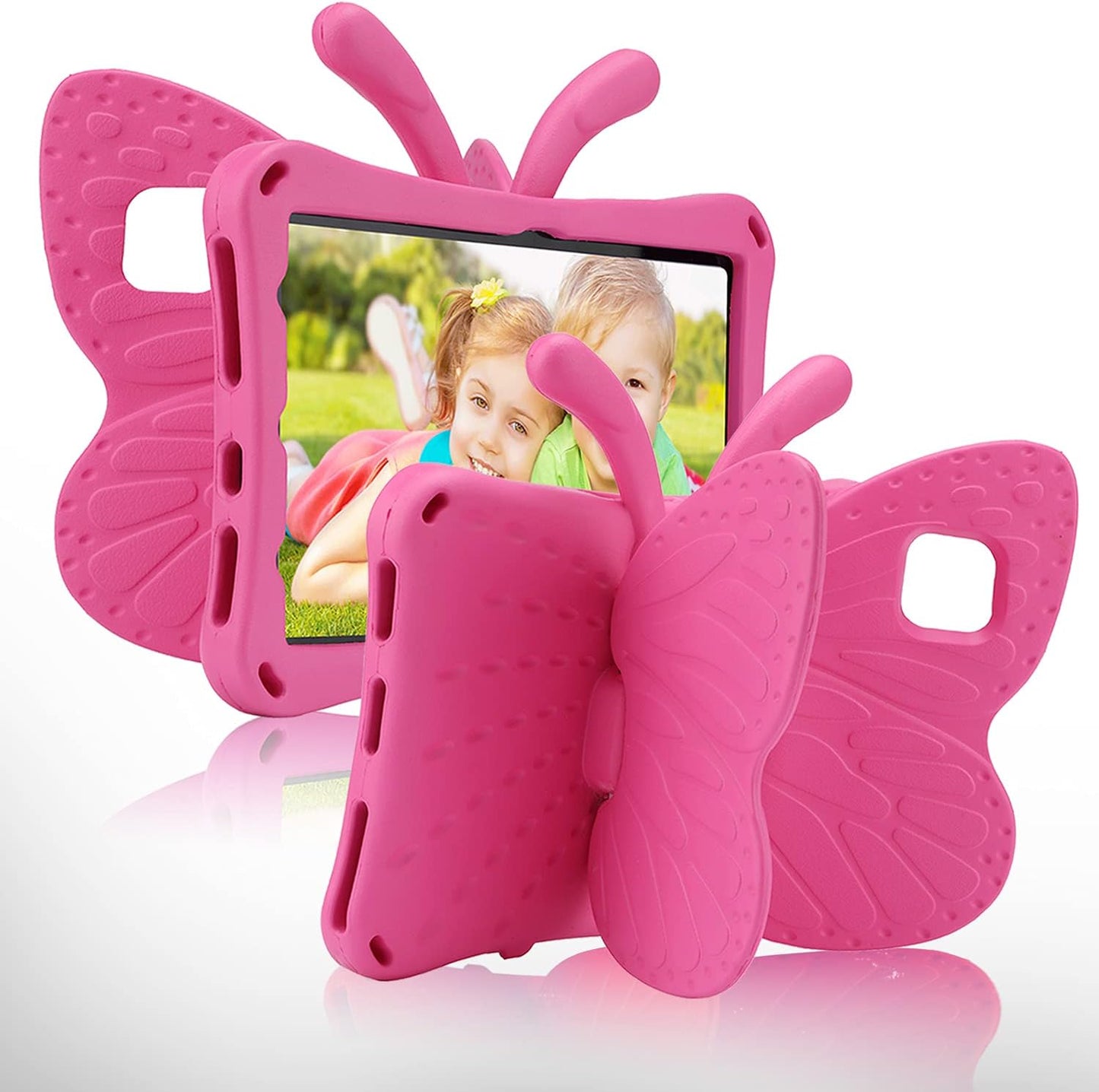 Fire HD 10 Kids Tablet 11th Gen 2021 2023 Case 10.1 Cute Butterfly Kids Pro Case with Stand Light Weight EVA Rugged Shockproof Heavy Duty Kids Friendly Full Cover for Kids Girls (Rose)