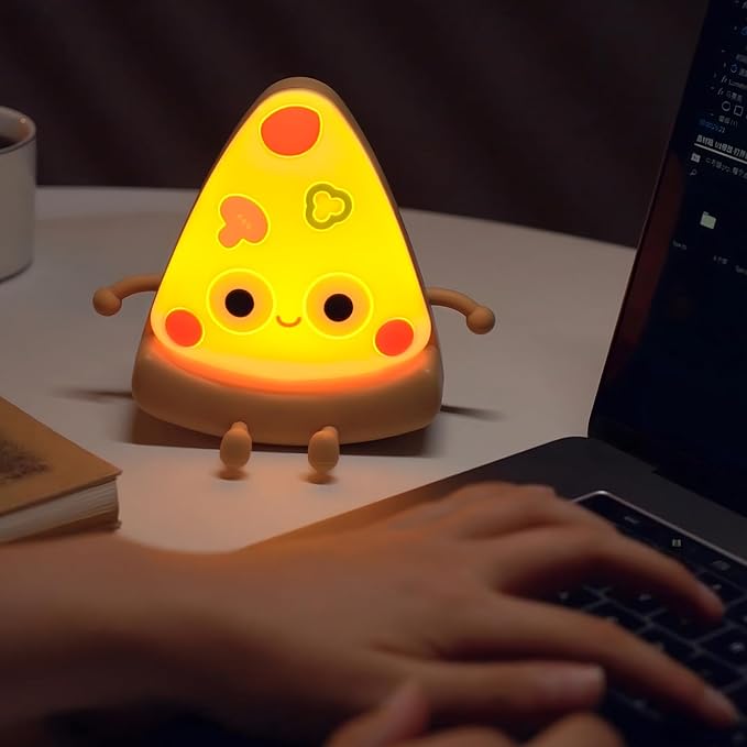 QANYI Pizza Lamp, Personalized Yellow Food Decor Lights for Pizzeria Kitchen Restaurant Party Cool Home Desk Decoration, Funny Novelty Nightlight Gift for Kids 4 to 12 Year Old Boys Girls Adult