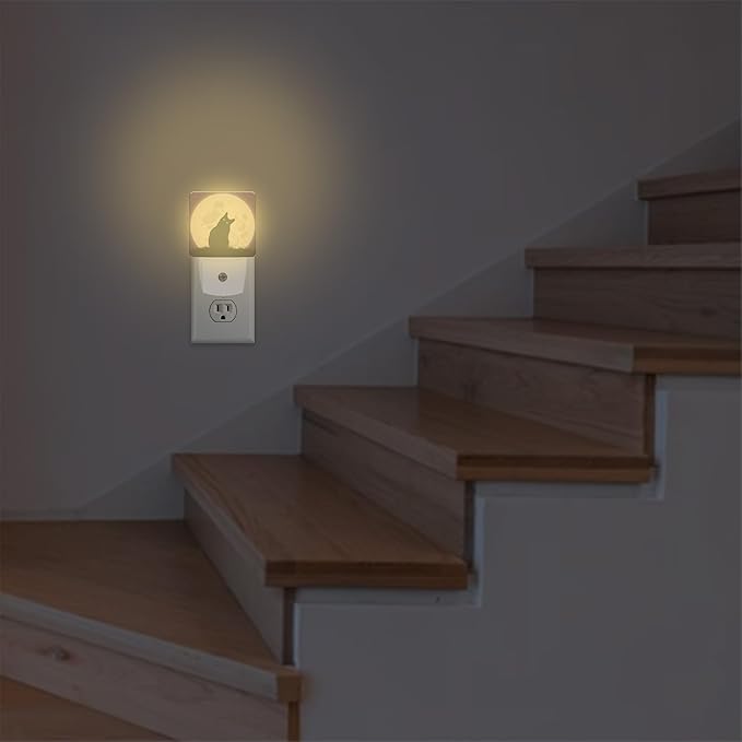 Black Cat Spooky Halloween Plug in Night Light with Auto Dusk to Dawn Sensor,Warm Night Lights for Boys Girls Bedroom Bathroom Hallway Kids Room Gifts