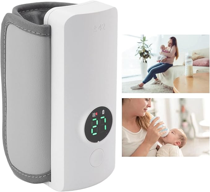 7.4V 2A 18W Milk Bottle Warmer, Portable Durable Multi Layer Rechargeable Water Bottle Thermal Bag with Hook and Loop for Travel Camping