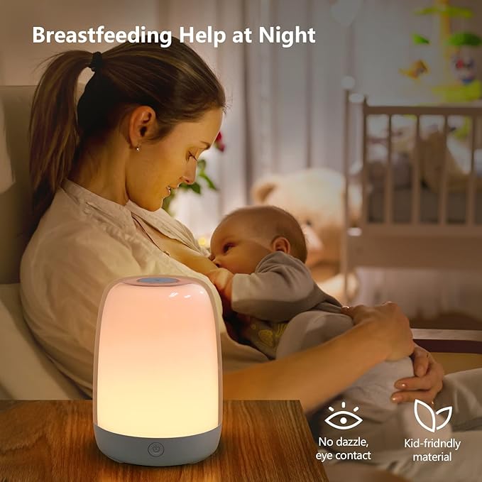 Nursery Light for Kids, Baby Night Light with Dimmable Warm & 5 Color Changing Lights, USB Rechargeable Lamp for Breastfeeding, Toddlers