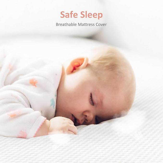 Mini Crib Mattress, 38x24X4 Inch Dual Sided Comfort Gel Memory Foam, Breathable Premium Baby Mattress for Mini and Portable Cribs w/Removable Outer Cover - White&Pink