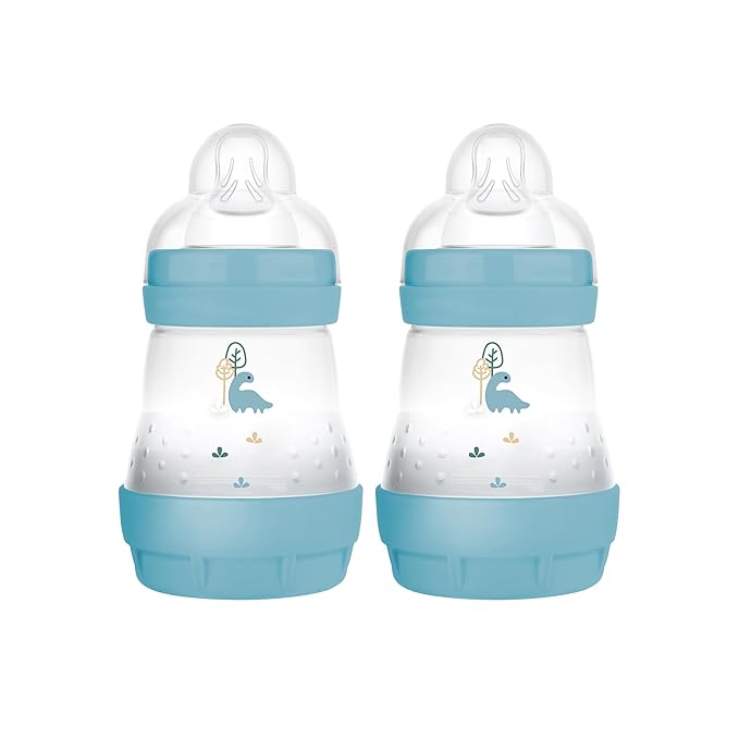 MAM Easy Start Anti-Colic Baby Bottle 5oz, Slow Flow, Breastfeeding-Like Silicone Nipple Bottle, Reduces Colic, Gas, & Reflux, Easy-to-Clean, BPA-Free, Vented Baby Bottles for Newborns, 0-3 Months