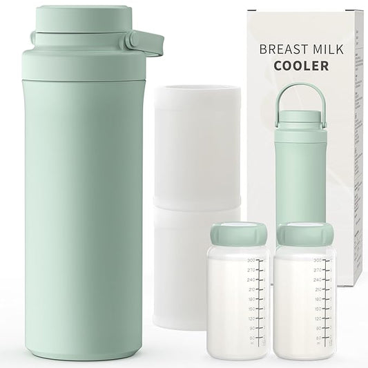 Xaproo 22oz Breast Milk Cooler Bottle, Portable Milk Cooler for Breastmilk with 360° Total Cooling for 24 Hours, Breastmilk Chiller with 2pcs Baby Bottles, Breastfeeding Essentials for Baby, BPA-Free